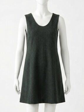 UNIQLO Dark Green Brushed Jersey Sleeveless Dress Size L Large with Pockets